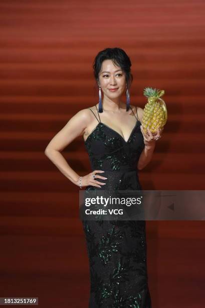 Actress Hu Ling arrives at the red carpet of the 60th Golden Horse Awards at the Sun Yat-sen Memorial Hall on November 25, 2023 in Taipei, Taiwan of...