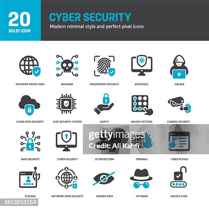 Iconos sólidos de ciberseguridad. Contiene malware, hacker, spyware, colección de iconos de seguridad de datos. Ilustración vectorial. Para el diseño de sitios web, logotipos, aplicaciones, plantillas, interfaz de usuario, etc. Iconos sólidos de ciberseguridad. Contiene malware, hacker, spyware, colección de iconos de seguridad de datos. Ilustración vectorial. Para el diseño de sitios web, logotipos, aplicaciones, plantillas, interfaz de usuario, etc.