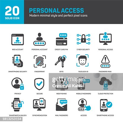 Personal access solid icons. Containing security, privacy, access, password collection. Vector illustration. For website design, logo, app, template, ui, etc. Personal access solid icons. Containing security, privacy, access, password collection. Vector illustration. For website design, logo, app, template, ui, etc.