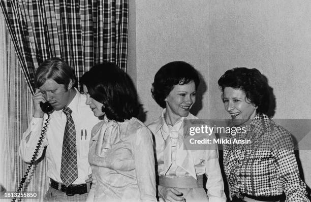 View of members of the Carter family following US presidential candidate Jimmy Carter's victory in the Pennsylvania Democratic primary, Philadelphia,...