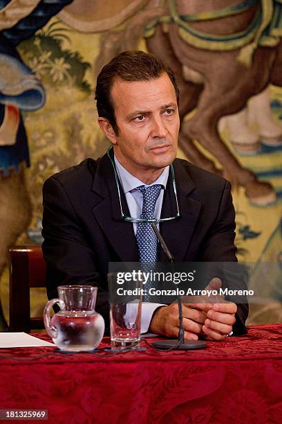 Spanish surgeon Angel Villamor at a press conference discussing the state of health of Spain's King Juan Carlos at the Zarzuela Palace in Madrid on...