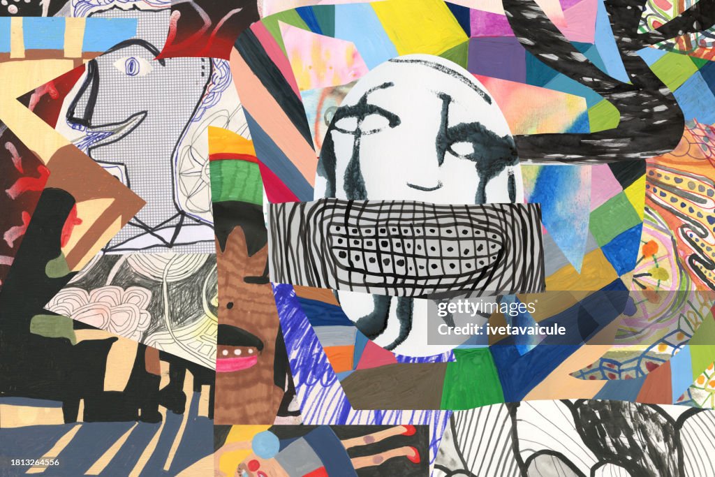 Patterns Using Collage Funky Collage People Patterns High-Res Vector Graphic - Getty Images