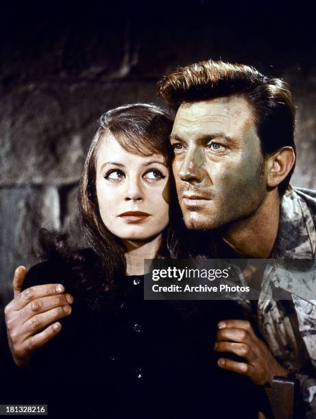 Sarah Miles and Laurence Harvey in a scene from the film 'The Ceremony', 1963.