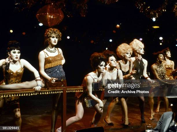 Paula Kelly, Chita Rivera and others perform in a scene from the film 'Sweet Charity', 1969.