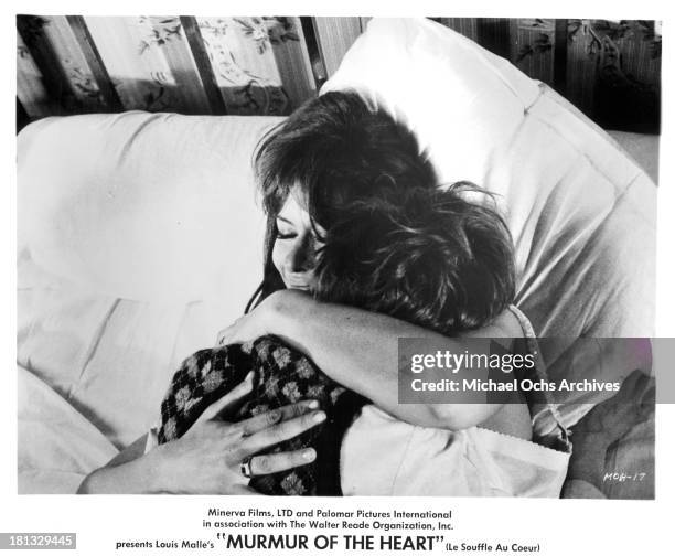 Actor Benoet Ferreux and actress Lea Massari on set of the movie "Murmur of the Heart" in 1971.