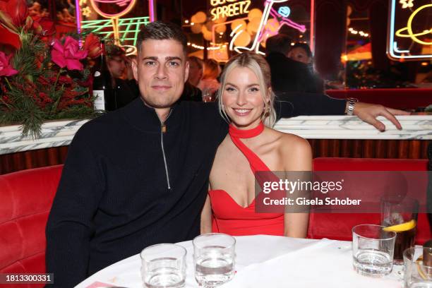 Dustin Schoene and Lena Gercke during her LeGer Christmas Party 2023 on November 29, 2023 in Berlin, Germany.