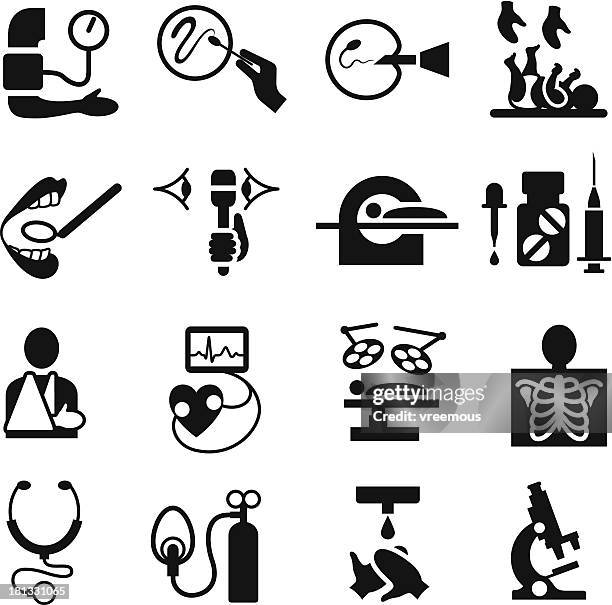 gesundheitswesen und medizinische icon-set - x ray equipment stock-grafiken, -clipart, -cartoons und -symbole