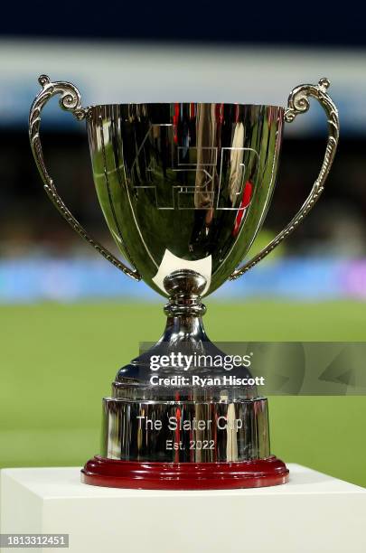 Detailed view of the Slater Cup after the Gallagher Premiership Rugby match between Gloucester Rugby and Leicester Tigers at Kingsholm Stadium on...