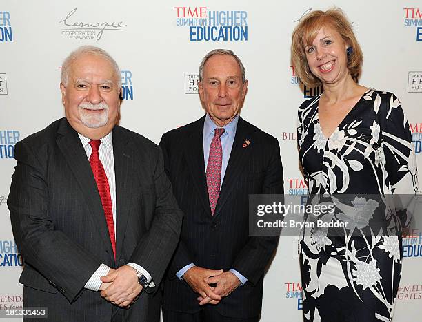Vartan Gregorian, Michael Bloomberg and Nancy Gibbs attend the TIME Summit On Higher Education Day 2 at Time Warner Center on September 20, 2013 in...