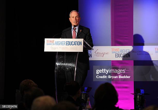 Mayor of New York City Michael Bloomberg speaks at the TIME Summit On Higher Education Day 2 at Time Warner Center on September 20, 2013 in New York...