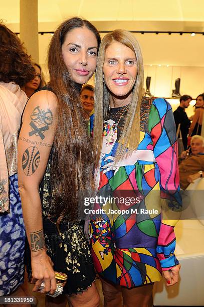 Anna Dello Russo and Benedetta Mazzini attend the Salvatore Ferragamo Boutique Opening as part of Milan Fashion Week Womenswear Spring/Summer 2014 on...