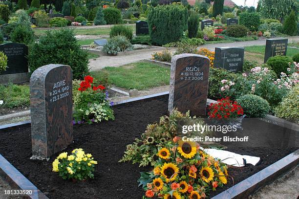 Grab mit Grabstein von Rudi Carrell und Ex-Ehefrau Anke Kesselaar, "Friedhof Heiligenfelde" , Deutschland, ,