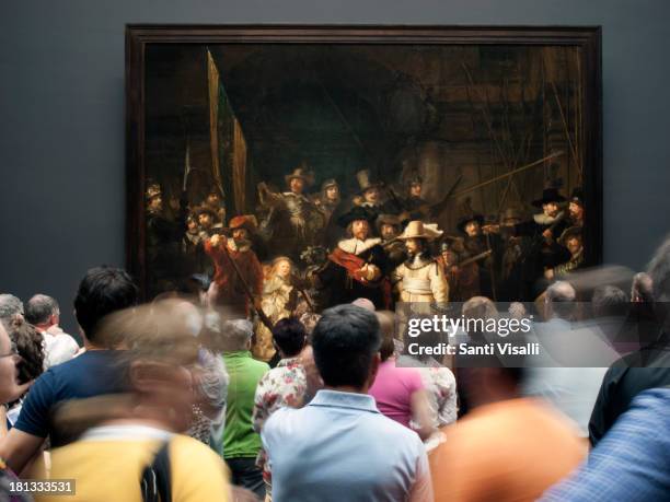 Night Watch by Rembrandt Rijks Museum on August 17,2013 in Amsterdam, Netherlands.