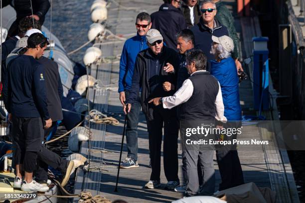 King Juan Carlos arrives at the marina to sail on the Bribon, on 25 November, 2023 in Sanxenxo, Pontevedra, Galicia, Spain. King Juan Carlos arrived...