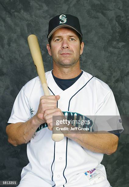 Edgar Martinez of the Seattle Mariners poses for a portrait during the Mariners' spring training Media Day on February 19, 2003 at Peoria Stadium in...