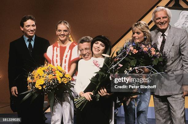 Hans Bierbrauer , Kandidatin Petra Norrenberg, Mireille Mathieu, Dieter Thomas Heck, Julia Biedermann, Kandidat Erich Kraus, , ZDF-Rate-Show "Die...