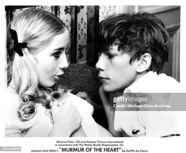 Actress Gila von Weitershausen and actor Benoet Ferreux on set of the movie "Murmur of the Heart" in 1971.