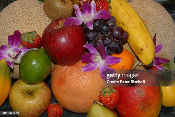 Grand Hyatt-Hotel, Kauai, Hawaiian Island, Insel, Süd-Pazifik, Poipu-Beach, Orchidee-Blüte, Orchideen-Blüte, Obst-Teller, Obst, Apfel, Banane,...