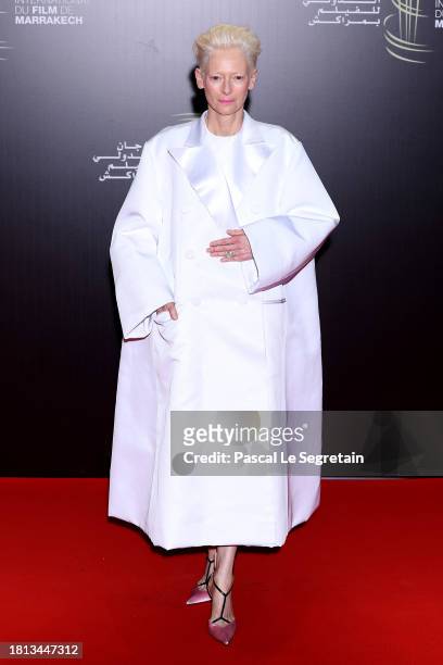 Tilda Swinton attends the Ceremony of the 20th anniversary of the festival during the 20th Marrakech International Film Festival on November 25, 2023...
