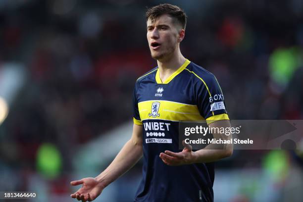 Paddy McNair of Middlesbrough during the Sky Bet Championship match between Bristol City and Middlesbrough at Ashton Gate on November 25, 2023 in...