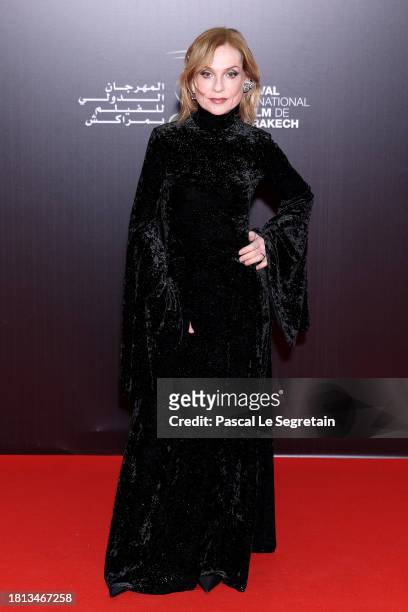 Isabelle Huppert attends the Ceremony of the 20th anniversary of the festival during the 20th Marrakech International Film Festival on November 25,...