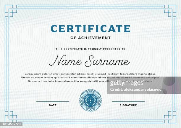 vorlage für ein zertifikatsdiplom - certificate stock-grafiken, -clipart, -cartoons und -symbole