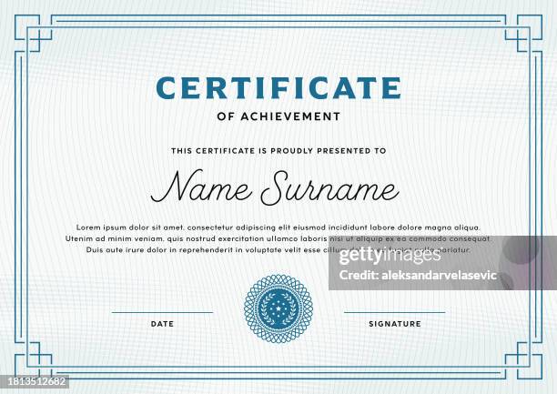 ilustrações, clipart, desenhos animados e ícones de modelo de diploma de certificado - certificate