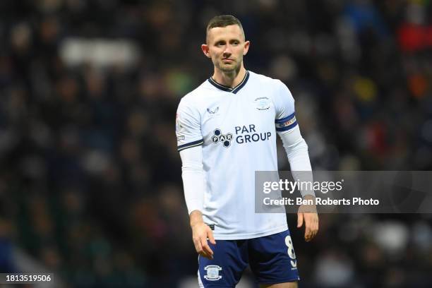 Alan Browne of Preston North End during the Sky Bet Championship match between Preston North End and Cardiff City at Deepdale on November 25, 2023 in...