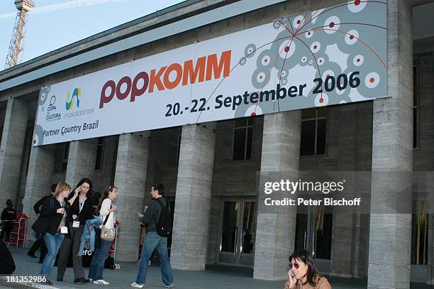 Werbe-Banner Musik-Messe "Popkomm", Berlin, Deutschland, Europa, ,