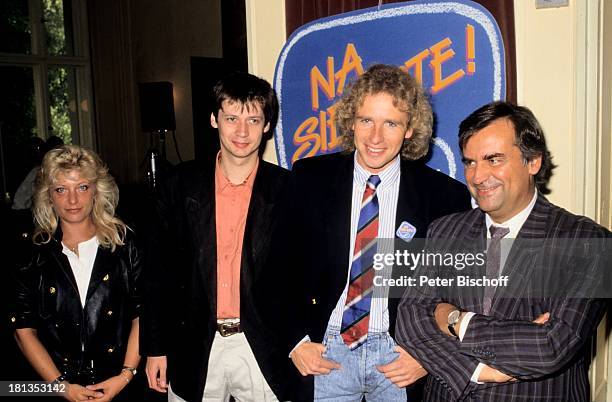 Günther Jauch, Thomas Gottschalk, ZDF-Unterhaltungschef Wolfgang Penk , Christa Sierke , Pressekonferenz zur ZDF-Show "Na siehste", Mainz,...