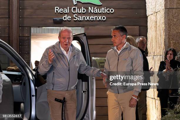 King Juan Carlos addresses the media at the Club Nautico de Sanxenxo, on 25 November, 2023 in Sanxenxo, Pontevedra, Galicia, Spain. King Juan Carlos...