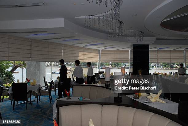Restaurant vom "Oriental"-Hotel, Bangkok, Thailand, Tische, Stühle, Bänke, Luxus, edel, Reise,