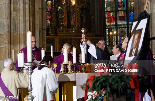 Prague Archbishop Dominik Duka celebrates the mass during the state funeral of former Czech President Vaclav Havel in St. Vitus Cathedral in Prague...