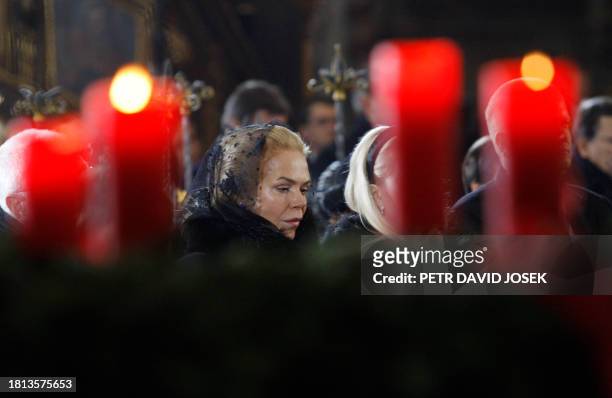 Dagmar Havlova, widow of former Czech President Vaclav Havel, during the state funeral of Havel at the St. Vitus Cathedral in Prague, on December 23,...