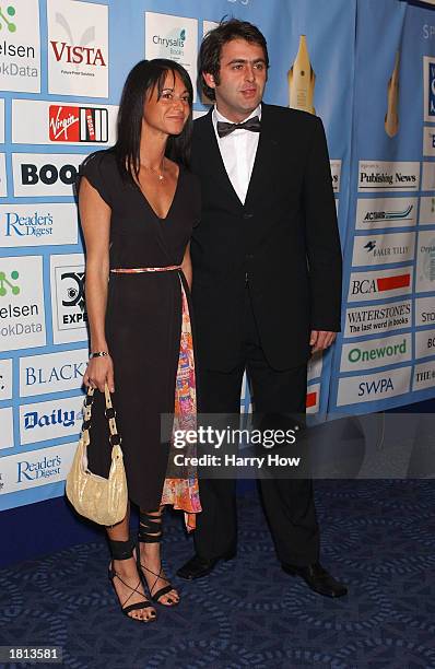 Snooker player Ronnie O'Sullivan and fiance Jo Langley arrive at the British Book Awards at the Le Meridian Grosvenor House on February 24, 2003 in...