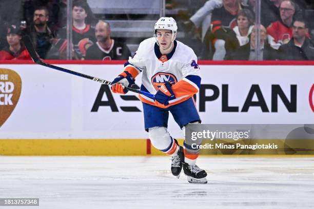 Jean-Gabriel Pageau of the New York Islanders skates during the third period against the Ottawa Senators at Canadian Tire Centre on November 24, 2023...