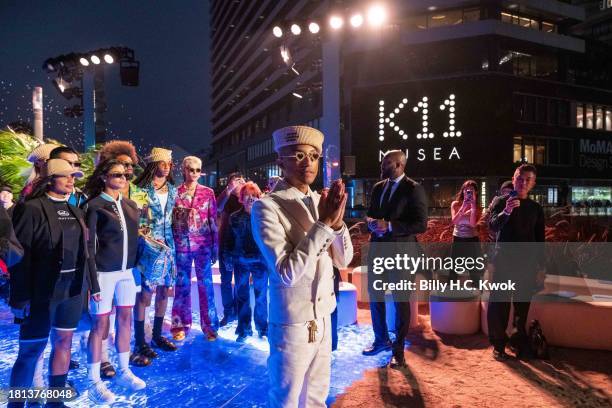 Pharrell Williams, Men's Creative Director at Louis Vuitton, attends the Louis Vuitton Men's Pre-Fall 2024 fashion show on November 30, 2023 in Hong...