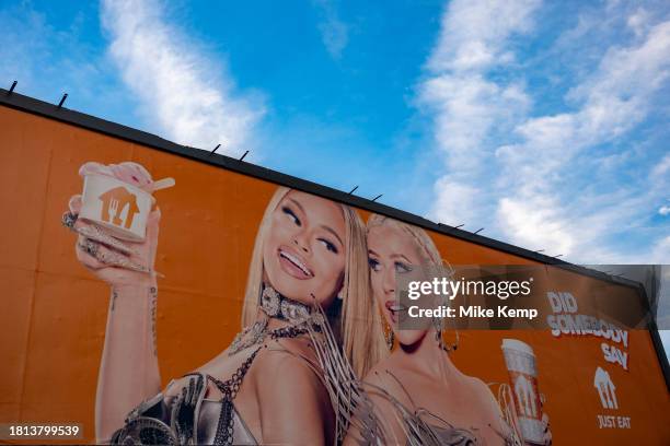Just Eat takeaway delivery advertising campaign 'Did somebody say Just Eat' featuring Latto and Christina Aguilera on 29th November 2023 in...