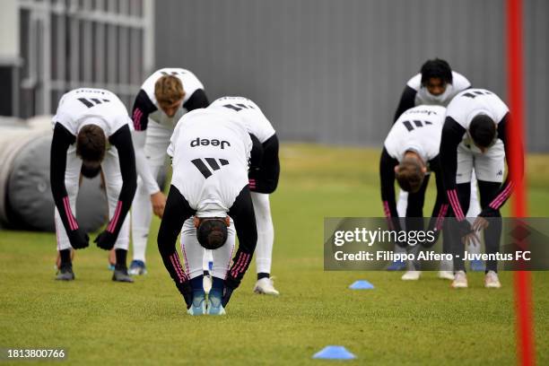 Juventus players during a Juventus Next Gen Training Session at Juventus Center Vinovo on November 30, 2023 in Vinovo, Italy.