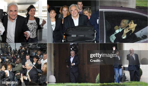 This combination made of six pictures shows Former International Monetary Fund leader Dominique Strauss-Kahn and his wife Anne Sinclair at Kennedy...