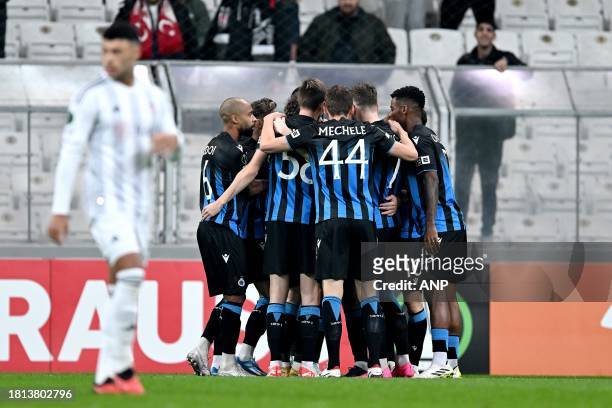 Casper Nielsen of Club Brugge celebrates the 0-1 during the UEFA Conference League match in group D between Besiktas JK and Club Brugge at Besiktas...