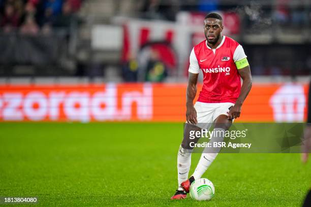 Bruno Martinis Indi of AZ Alkmaar runs with the ball during the Group E - UEFA Europa Conference League 2023/24 match between AZ Alkmaar and HSK...