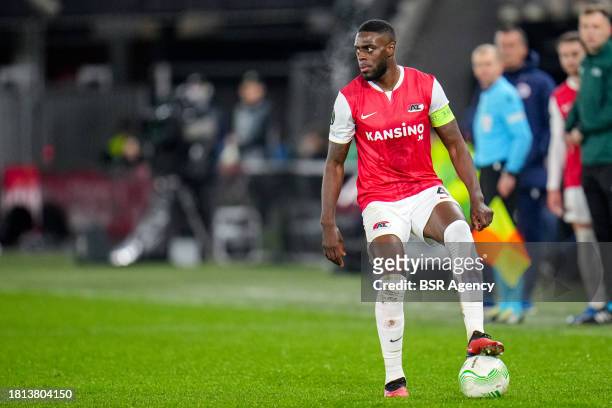 Bruno Martinis Indi of AZ Alkmaar runs with the ball during the Group E - UEFA Europa Conference League 2023/24 match between AZ Alkmaar and HSK...