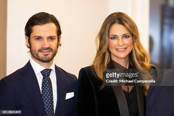 Prince Carl Philip of Sweden and Princess Madeleine of Sweden attend a concert on the occasion of the Queen's 80th Birthday at Lilla Akademien Music...