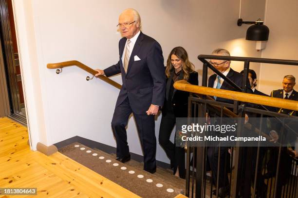 King Carl XVI Gustaf of Sweden and Princess Madeleine of Sweden attend a concert on the occasion of the Queen's 80th Birthday at Lilla Akademien...