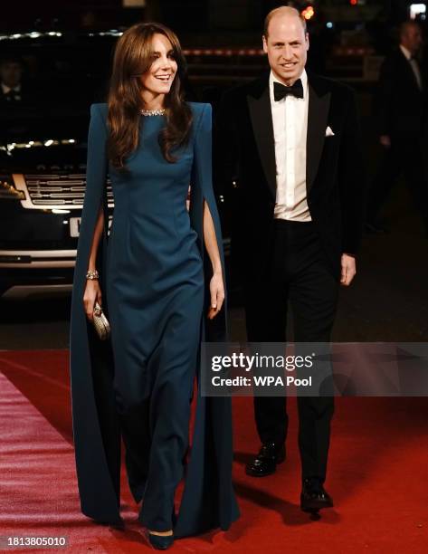 Prince William, Prince of Wales and Catherine, Princess of Wales arrive for the Royal Variety Performance before the Royal Variety Performance at the...