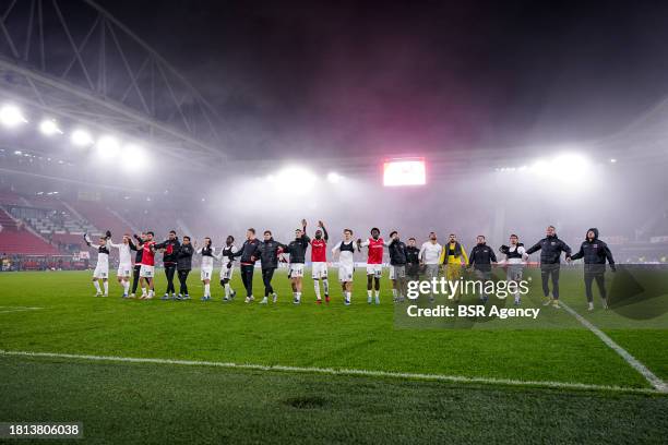 Players of AZ Alkmaar thanking the fans for their support, Kenzo Goudmijn of AZ Alkmaar, Dani de Wit of AZ Alkmaar, Denso Kasius of AZ Alkmaar, Jordy...