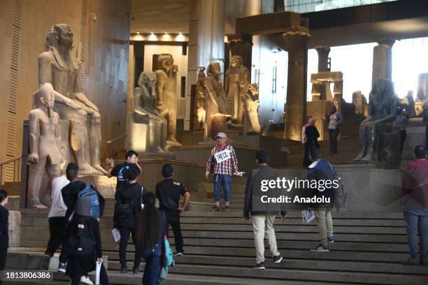 The 'Grand Staircase' at the Egyptian Museum is being introduced to press members before its opening date to the visitors on 1st of December in Giza,...