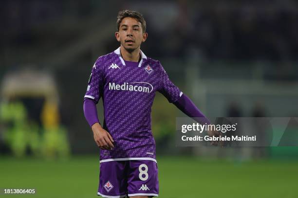 Maxime Lopez of ACF Fiorentina reacts during the match between of ACF Fiorentina and KRC Genk - Group F - Uefa Eurcopa Conference League 2023/24 at...