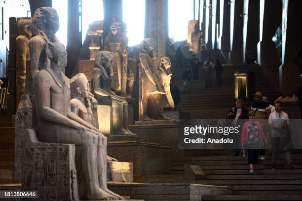 The 'Grand Staircase' at the Egyptian Museum is being introduced to press members before its opening date to the visitors on 1st of December in Giza,...